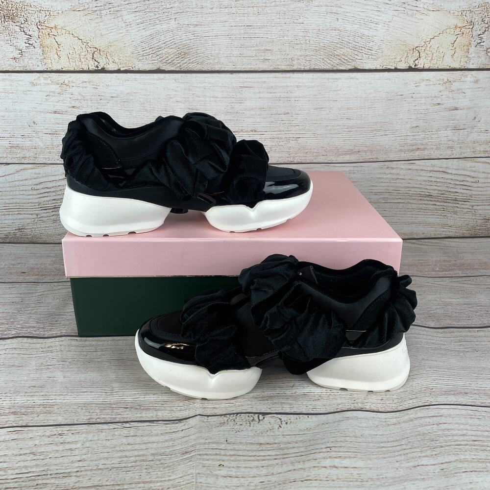 Kate Spade Scrunchie Womens Sz 6M Sneakers Black Velour - Picture 2 of 11